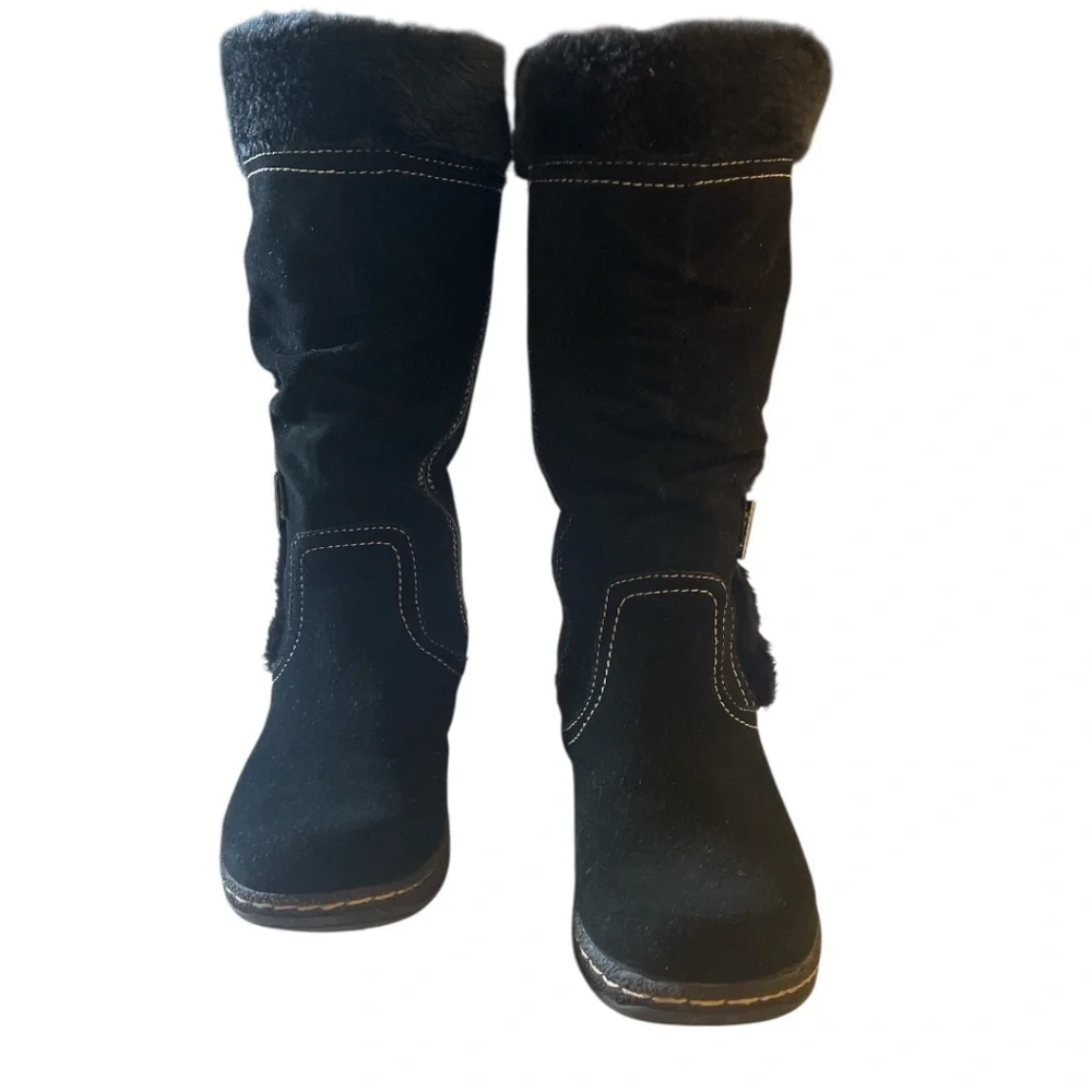 BareTraps Black Suede Boots Faux Fur Lined Size‎ 8
